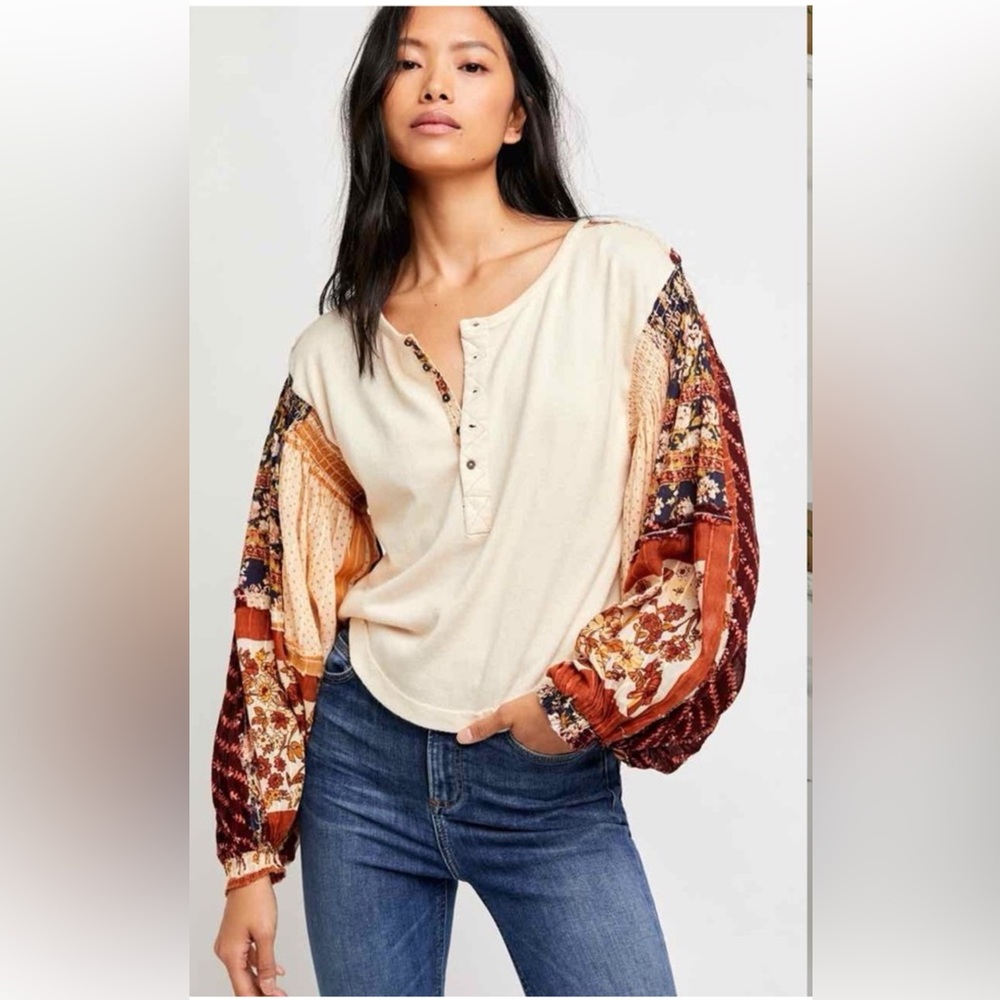 Free People Light Magic Patchwork Balloon Sleeve … - image 8